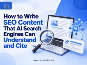 A guide on writing SEO content, featuring tips for clarity and search engine optimization techniques.